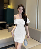 【3色】ミニドレス キャバドレス セクシー 気質 ノーショルダー おしゃれ YH2-YM8777