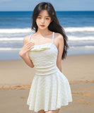 ビキニ水着タンキニモノキニ体型カバーリボンフリル大人可愛いAラインワンピース温泉ビーチ海 WQ7-YWDS125033