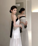 ロングドレスベアトップマーメイドドレスセクシーリボン高級感エレガント宴会パーティー WQ2-XKD-D318A-6271-Mar8