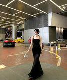 【3色】ロングドレスキャミワンピカワセクシーチュール透明感マーメイドドレスパーティー同伴気質 WQ2-MXX5195