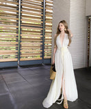 ロングドレスホルターネックサンドレスバックレスドレスセクシー谷間見せVネック小顔ハイウエストセクシーエレガント WQ2-CD3-227-10430730