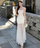 【2色】ロングドレスキャミワンピチュール透明感コーデ万能Jennie styleマーメイドドレス WQ2-ZED882521DXH437A