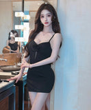 【2色】ミニドレス キャバドレス セクシー 立体花 party 谷間見せ YH2-DD6434