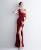 【5色】ロングドレス 不規則 セクシー 肌見せ 演奏会 宴会 マーメイドドレス YH2-YEY18933#