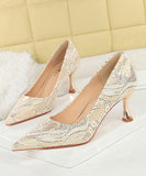 【4色】ハイヒールセクシーエレガントレースパンプス7CM美脚効果 歩きやすい 流行り OL 百掛け WQ5-DS1818-50