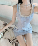 手作り ミニドレス ツイードドレス セレブ風 セクシー 高級感 デートディナー 誕生会ドレス WQ2-ZED882087DXH437