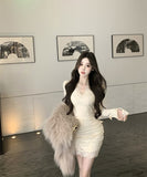 【2色】ミニドレス キャバドレス タイトドレス セクシー 大人フェミニン レースカットアウト Vネック ボディコン デート ナイトクラブ JC2-XKDD355-6601-Aug27