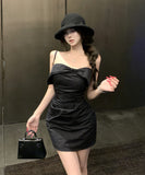 【2色】ミニドレス キャバドレス セクシー ボディコン コットンストライプ バストデザイン バタフライリボン 上品カジュアル デート 女子会 JC2-XKDD408A-2082-Sep1