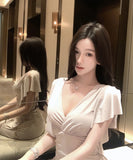 ミニドレス キャバドレス キャミワンピ セクシー スリムワンピース ライラックアプリコット エラスティック 大人女性 優雅 デート JC2-XKDD318A-6327-Aug23