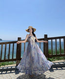 ロングドレス 海辺リゾート フレンチキャミソールワンピース 気品あふれる アシンメトリー レトロエレガント 写真映え デート JC2-CD1-E289-82050600