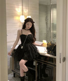 ミニドレス キャバドレス キャミワンピ ピュアセクシー フリルドレス レース刺繍 網紗 ウエスト絞り パーティー JC2-ZED88358DXH34