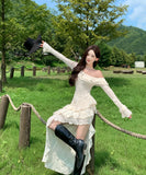 ロングドレス キャバドレス フレンチ風 アシンメトリー ワンショルダー 長袖 タイトワンピース ミディ丈 シルエット LW2-CD3-141-5750790