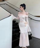 【秋新作】ロングドレス キャバドレス セクシー ボディコン オフショルダー  マーメイドドレス 結婚式 二次会 披露宴 パーティー 上品 高級感 LW2-CD7-238-87020590