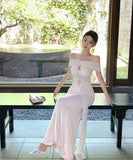 【2色】ロングドレスナイトクラブキャバドレスオフショルダーセクシーエレガント宴会パーティーレース高級感イベント WQ2-ZED888638DXH238A