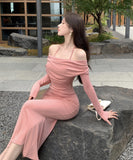 Lady's coco ロングドレス キャバドレス セクシー タイトキャミワンピース ホルターネック フェイクツーピース スリムライン  パーティー デート LW2-OYF8730