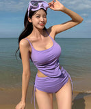 【3色】bikini水着ハイウエスト着痩せ気質温泉ビーチ海体型カバーモノキニタンキニセクシー WQ7-JX259151JX28