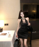 キャバドレスミニドレスキラキラホルターネック谷間見せナイトクラブパーティードレスセクシーhotgirl WQ2-ZED882498DXH437A