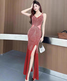 【3色】ロングドレス スリップナイトドレス  宴会 エレガント 谷間見せ セクシー キャバクラ 指名 気質 KS2-DD3910