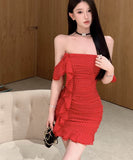 ミニドレスベアトップキャバクラフリル水玉柄セクシーパーティーナイトクラブ大人可愛い姉っぽ WQ2-CD7-328-66360650