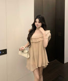 ミニドレス着痩せ気質ワンーショルダーセクシーエレガントフリル WQ2-MXX2543