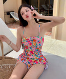 水着ビキニタンキニモノキニ花柄フリル体型カバー露出控え着痩せ温泉ビーチ海 WQ7-DP-A33242