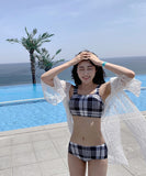 【2色】水着 モノキニ ビキニ かわいい チェック柄 セクシー 温泉旅行 海辺 YH7-KSD2932