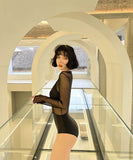 ビキニ水着チュールタンキニ体型カバー谷間見せセクシービーチ海温泉袖付き個性感 WQ7-PB-SM2741