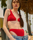 【2色】水着ビキニモノキニセクシー谷間見せおしゃれビーチ海旅行SNS話題 WQ7-CQSNM