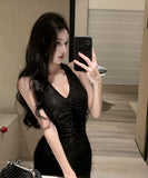 ミニドレス セクシー キャバドレス ノーショルダー キラキラ YH2-DD6231