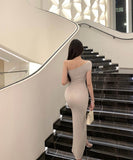 ロングドレスセクシーキャバドレス宴会パーティーワンショルダーフラワータイトドレス着痩せ気質 WQ2-ZED882540DXH437A