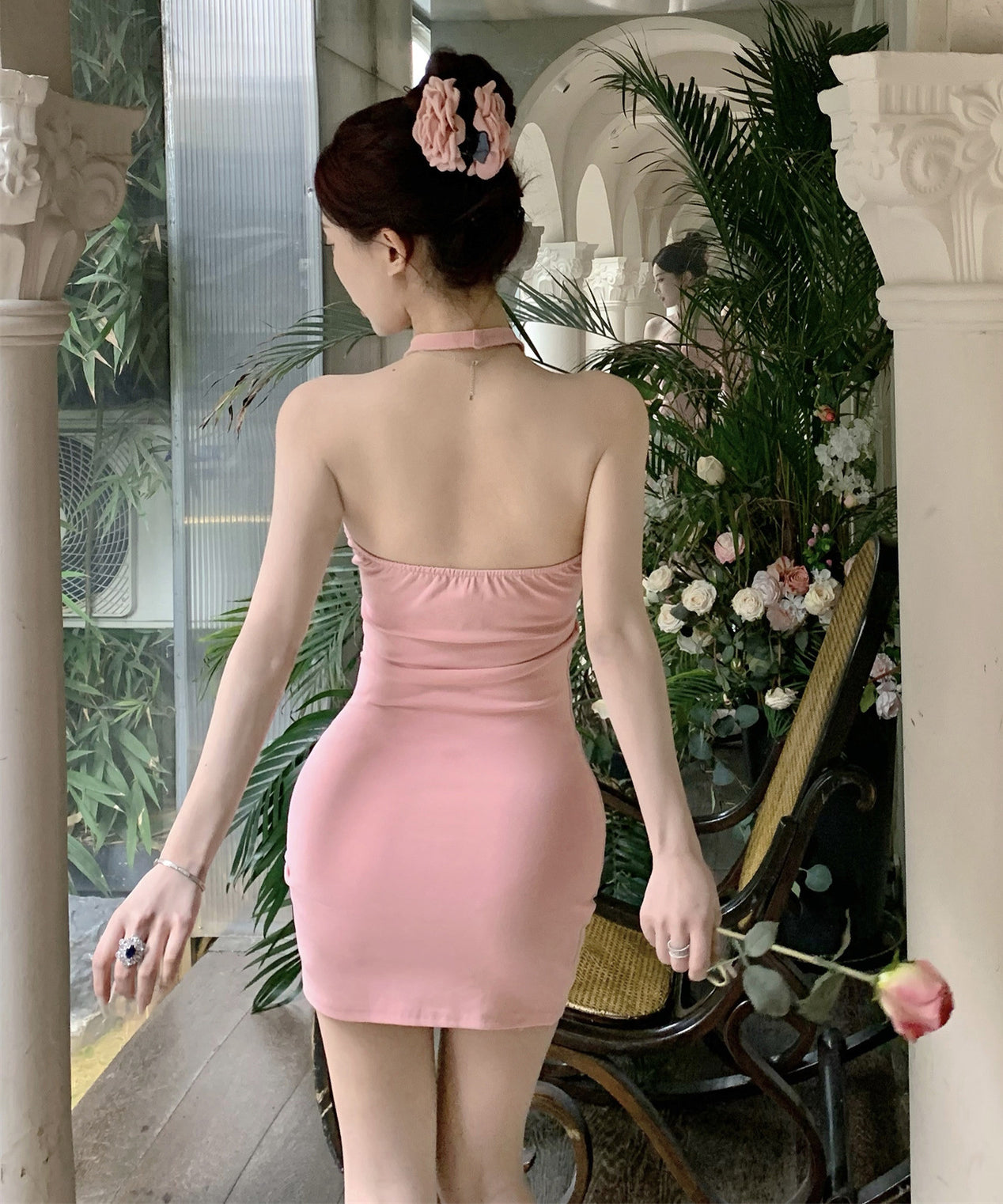 ミニドレス キャバドレス セクシー 立体花 party ユニークな