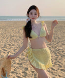 【3点セット】三角ビキニ水着ビキニホルターネックフリルリボンセクシーワンピース海温泉SNS話題 WQ7-DP-A10375