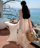 ロングドレスサンドレスフリルスレーブレス着痩せ気質体型カバー高級感チュール WQ2-CD-6-601-60210650