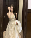 Lady's coco ロングドレス キャバドレス  セクシー フレンチスタイル 上品  ジャカード 着痩せ 秋新作 パーティー ドレス風 パーティー 二次会 LW2-XKDD335B-6515-Oct14