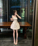 ミニドレスベアトップセクシーキャバドレスエレガントリボンかわいいパーティーナイトクラブ宴会SNS話題 WQ2-MXX2202