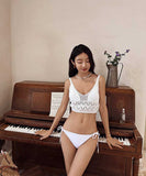 3点セット ビキニ 水着 Vネック 編みビキニ 海辺 INS話題 セクシー おしゃれ YH7-JX-24A710JX28