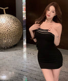 ミニドレスキャバドレスベアトップキラキラセクシーナイトクラブ宴会パーティーキャバクラ WQ2-ZED882519DXH437A