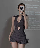 水着 蝶結び セクシー 着瘦せ かわいい ビキニ モノキニ Vネック YH2-KSD108