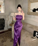 ロングドレスベアトップセクシー宴会パーティードレスサテンドレス気質イベント高級感 WQ2-ZED886073DXH343A