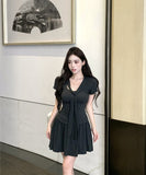 【2点セット 】ミニドレス キャバドレス セクシー レトロ  ウエストシェイプ デート LW2-XKDD426-6312-Sep12