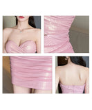 【4色】谷間魅せ キャバドレス ミニドレス かわいい 脚長効果 MY2-YM8776