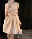 手作りドレスミニドレスセレブ風レースリボン宴会パーティー高級感大人可愛いエレガント WQ7-HR1991