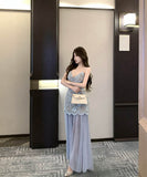 ロングドレスレースキャミワンピ谷間見せセクシー取り外し可能なチュールスカートおしゃれ宴会パーティーフラワー高級感気質 WQ2-XKD-D452-1063-Apr9