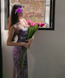 ロングドレス花柄キャミワンピレースセクシーエレガントマーメイドドレス肌見せ高級感旅行 WQ2-CD6-143-71390690