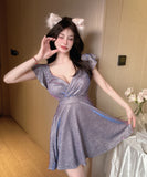 【3色】キャバドレス ミニドレス フリル セクシー 谷間露出 キラキラ YH2-DD6436