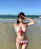 三角ビキニ水着セクシー水玉柄フリル可愛いホルターネックビーチ海旅行温泉 WQ7-XYX-Q9193