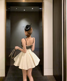 ミニドレス キャミワンピAライン セクシー 水玉柄 レースエレガント 着痩せ 気質 パーティードレス 同伴 誕生日パーティー WQ2-MXX6934#