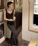 ロングドレスタイトドレスマーメイドドレスセクシーエレガント谷間見せセレブ風気質パーティー WQ2-ZED88687HS109