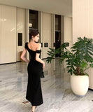 ロングドレスマーメイドドレスフリルワンショルダーセクシーエレガント宴会パーティータイトドレス WQ2-DD4816