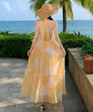 ロングドレスサンドレス着痩せ気質花柄旅行SNS話題ビーチ海バックレスドレスセクシー大人可愛い WQ2-CD6-141-92380650